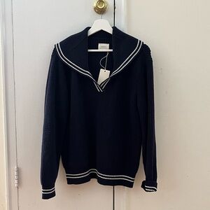 Doen Black Voyage Knit Sweater with White Trim
